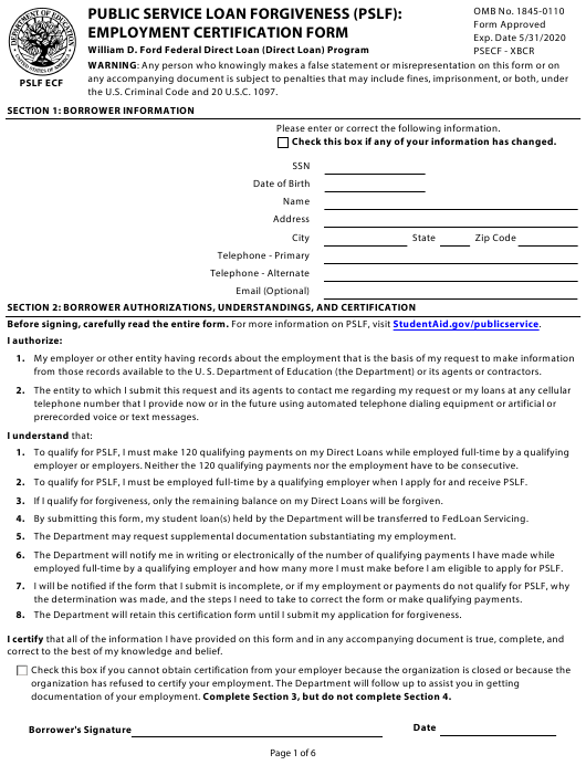 PSLF Employment Certification Form 2024 Pdf 2024