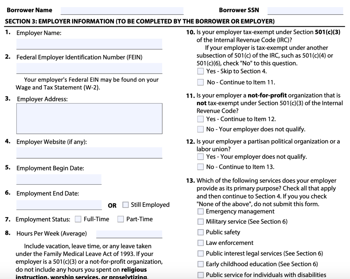 PSLF Submit Form