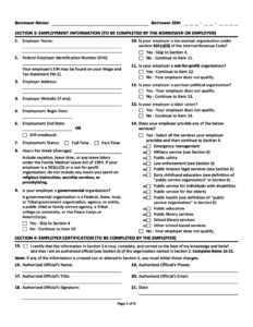 Public Service Loan Forgiveness PSLF Employment Certification Form