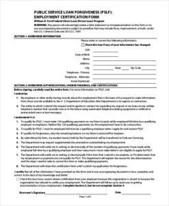 Employment Certification For Public Service Loan Forgiveness Form